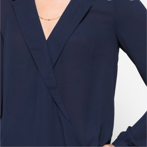 EUC Daniel Rainn Navy Blue Adene Surplice Blouse - Picture 5 of 7